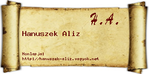 Hanuszek Aliz névjegykártya